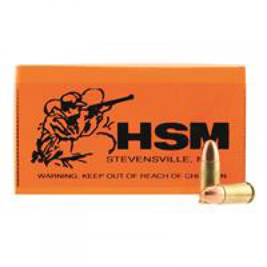 HSM AMMO RMFG 9MM LUGER 115GR PLATED LEAD ROUND NOSE 50-PACK