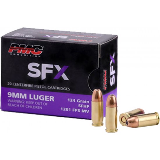 PMC AMMO 9MM LUGER 124GR. SFX-HOLLOW POINT 20-PACK