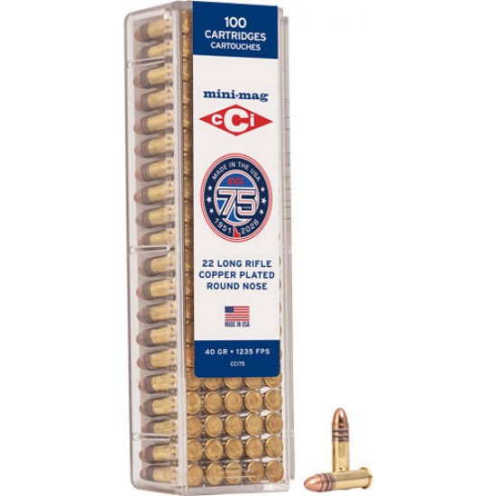 CCI MINI-MAG 22LR 40GR LEAD-RN 1235FPS 100RD 50BX/CS 75TH ANV