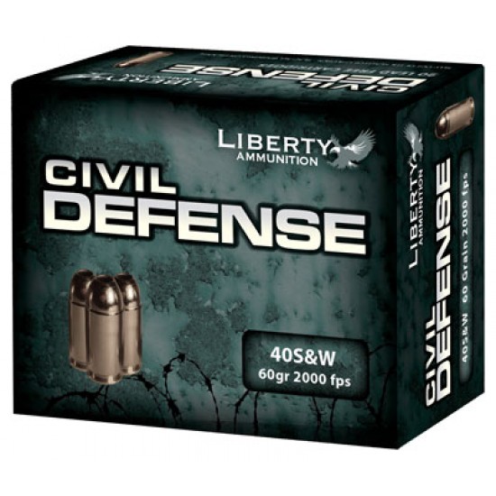 LIBERTY AMMO CIVIL DEFENSE .40 S&W 60GR HP 20-PACK