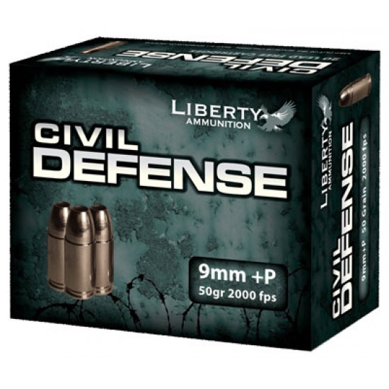 LIBERTY AMMO CIVIL DEFENSE 9MM LUGER 50GR. HP 20-PACK