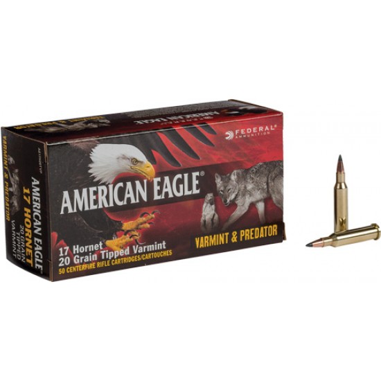 FEDERAL AMMO AE .17 HORNET .20GR. TIPPED VARMINT 50-PACK