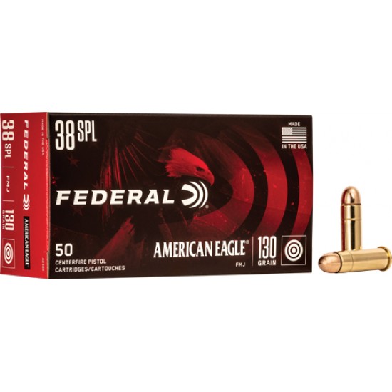 FEDERAL AMMO AE .38SPL 130GR. FMJ 50-PACK