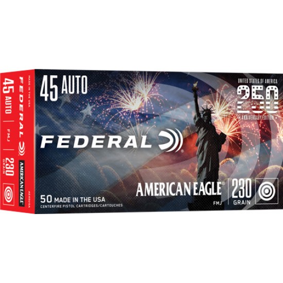 FEDERAL AE 45 ACP 230GR FMJ 50RD 20BX/CS AMERICA 250TH