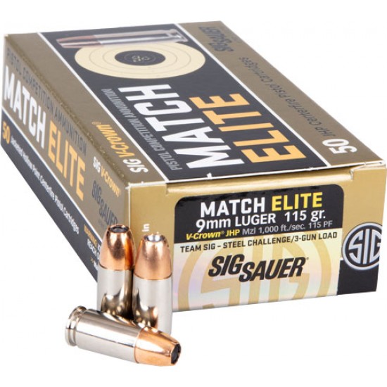 SIG AMMO 9MM LUGER 115GR. ELITE COMPETITION JHP 50-PACK