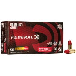FEDERAL AMMO AE 9MM 150GR. TSJ ACTION PISTOL FLAT NOSE 50-PK