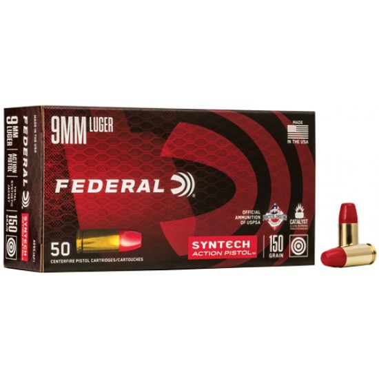 FEDERAL AMMO AE 9MM 150GR. TSJ ACTION PISTOL FLAT NOSE 50-PK