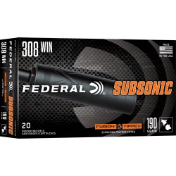 FEDERAL FUSION 308 WIN 190GR SUBSONIC FUSION 20RD 10BX/CS FEDERAL FUSION 308 WIN 190GR SUBSONIC FUSION 20RD 10BX/CS