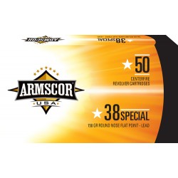 ARMSCOR AMMO .38 SPECIAL 158GR LEAD RNFP 50-PACK MADE IN USA