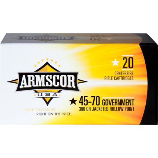 ARMSCOR AMMO .45-70 GOVT. 300GR. JHP 20-PACK