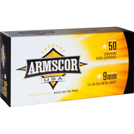 ARMSCOR AMMO 9MM LUGER 147GR. FMJ 50-PACK MADE IN USA