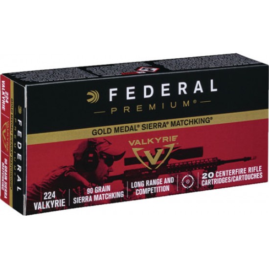 FEDERAL AMMO GOLD MEDAL .224 VALKY 90GR. SIERRA MATCH BTHP 20-PK