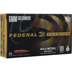 FEDERAL AMMO GOLD MEDAL 6MM CREED 109GR. LONG RANGE TARGET 20-PK