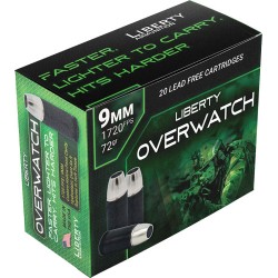 LIBERTY OVERWATCH 9MM LUGER 72GR HP 20RD 10BX/CS LIBERTY OVERWATCH 9MM LUGER 72GR HP 20RD 10BX/CS