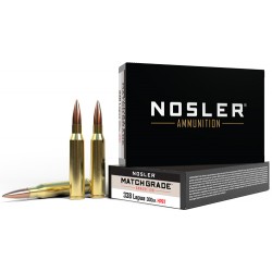 NOSLER AMMO MATCH GRADE .338 LAPUA 300GR CUSTOM HPBT 20PK