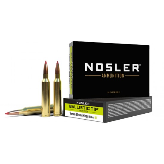 NOSLER AMMO BT 7MM REM MAG 160GR. BALLISTIC TIP 20-PACK