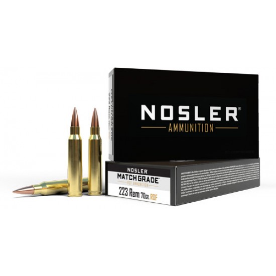 NOSLER MATCH GRADE 223REM 70GR RDF HPBT 20RD 20BX/CS