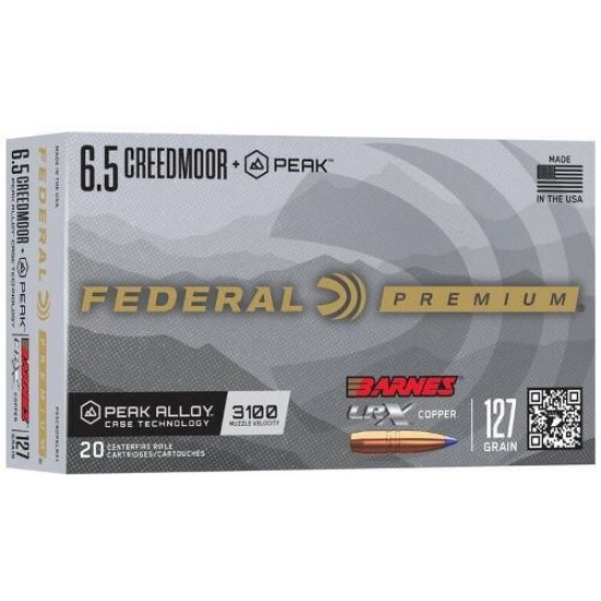 FEDERAL PEAK 6.5 CM 127GR BARNES LRX 20RD 10BX/CS
