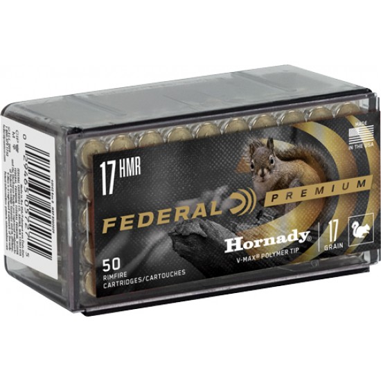 FEDERAL AMMO .17HMR 2530FPS. 17GR. V-MAX 50-PACK