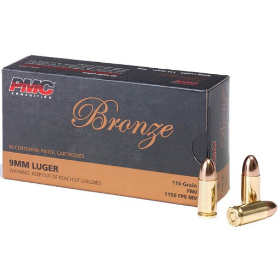 PMC AMMO 9MM LUGER 115GR. FMJ-RN 50-PACK