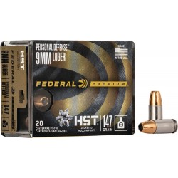 FEDERAL AMMO PREMIUM 9MM 147GR. HST JHPHOK JHP 20-PACK