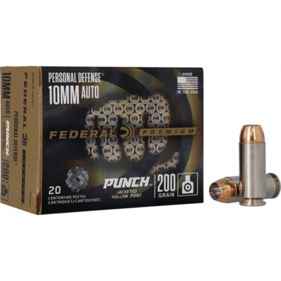 FEDERAL AMMO PUNCH 10MM 200GR. JHP 20-PACK