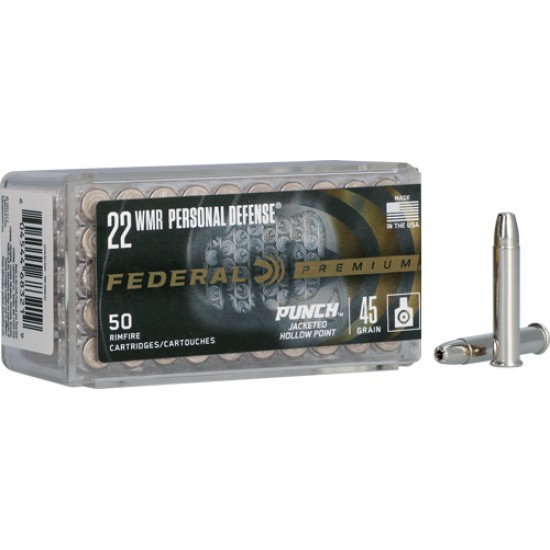 FEDERAL 22WMR PUNCH 45GR JHP 50RD 60BX/CS