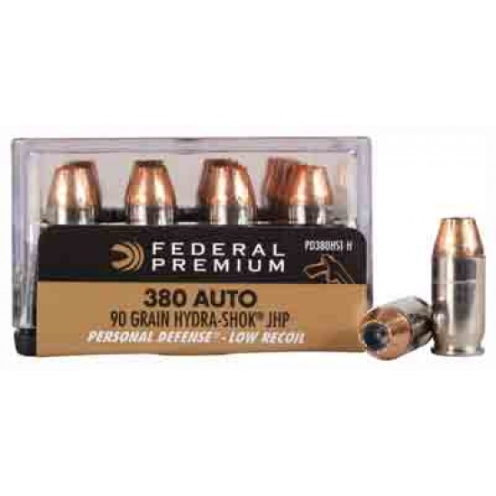 FEDERAL AMMO PREMIUM .380ACP 90GR. HYDRA-SHOK JHP 20-PACK