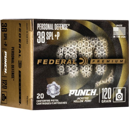 FEDERAL AMMO PUNCH .38SPL 120GR. JHP 20-PACK