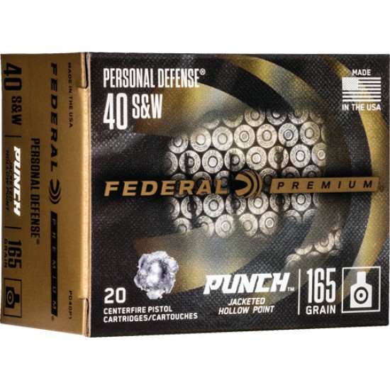 FEDERAL AMMO PUNCH .40SMITH & WESSON 165GR. JHP 20-PACK