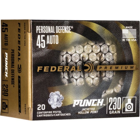 FEDERAL AMMO PUNCH .45ACP 230GR. JHP 20-PACK