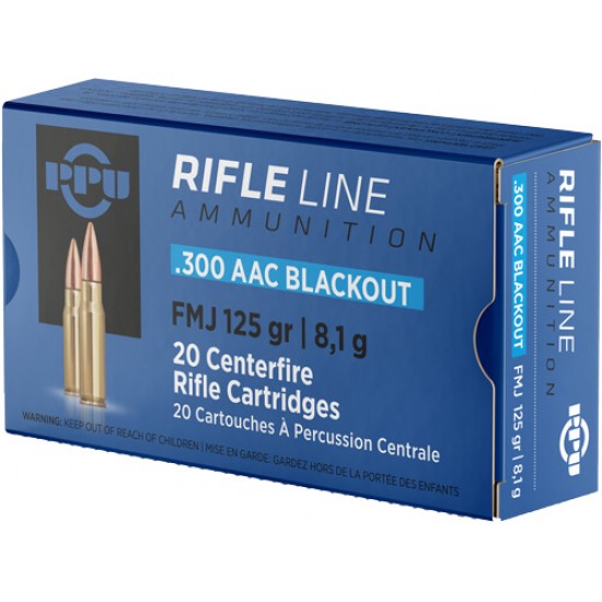 PPU AMMO .300 AAC BLACKOUT 125GR. FMJ 20RD BOX
