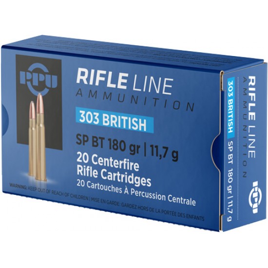 PPU AMMO .303 BRITISH 180GR. SP 20RD BOX