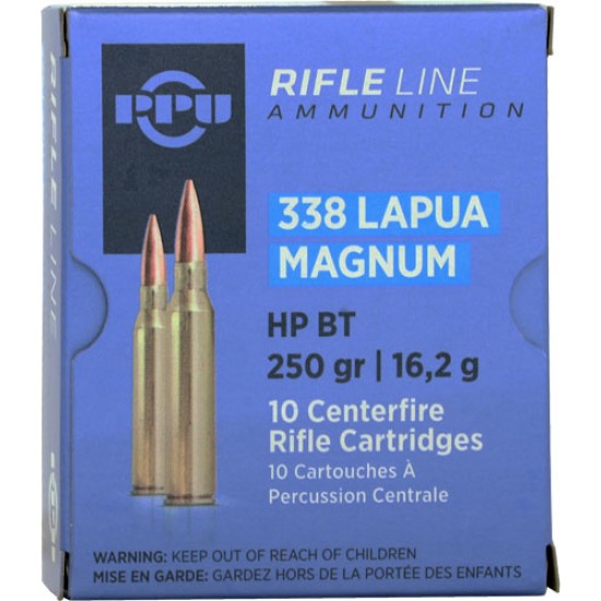 PPU AMMO .338 LAPUA MAGNUM 250GR. HPBT 10RD BOX