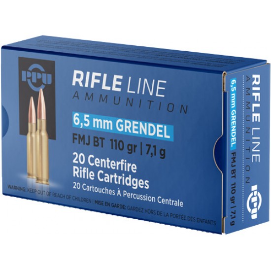 PPU AMMO 6.5 GRENDEL 110GR. FMJBT 20RD BOX