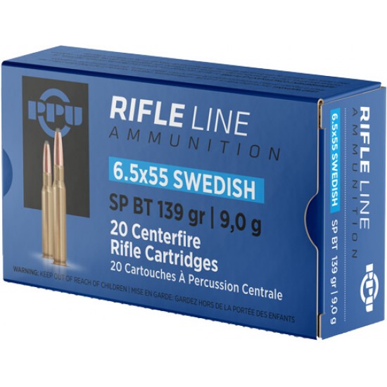 PPU AMMO 6.5X55 SWEDISH 139GR. SP 20RD BOX