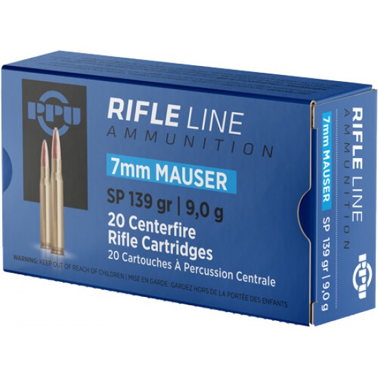 PPU AMMO 7MM MAUSER 139GR. SP 20RD BOX