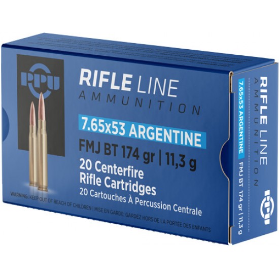 PPU AMMO 7.65X53 ARGENTINE 174GR. FMJ 20RD BOX