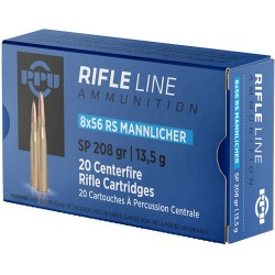 PPU AMMO 8X56R MANNLICHER 208GR. SP 20RD BOX