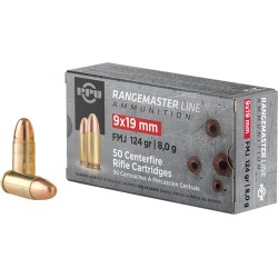 PPU AMMO RANGEMASTER 9MM 124GR. FMJ 50-PACK