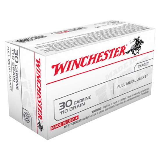 WINCHESTER AMMO USA .30 CARBINE 110GR. FMJ-RN 50-PACK