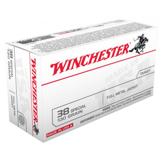 WINCHESTER AMMO USA .38 SPECIAL 130GR. FMJ-RN 50-PACK