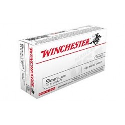 WINCHESTER USA 9MM LUGER 115GR FMJ-RN 50RD WINCHESTER USA 9MM LUGER 115GR FMJ-RN 50RD