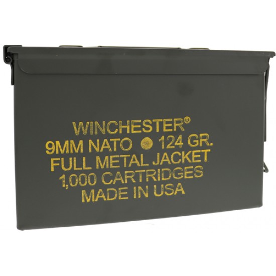 WINCHESTER AMMO NATO 9MM LUGER 124GR. FMJ-RN 1000-PK AMMO CAN