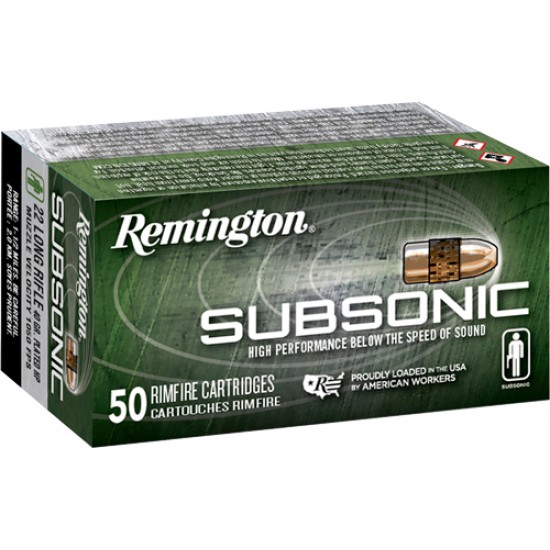 REMINGTON AMMO .22 LONG RIFLE 100-PK SUBSONIC 40GR. COPPER PLATE HP