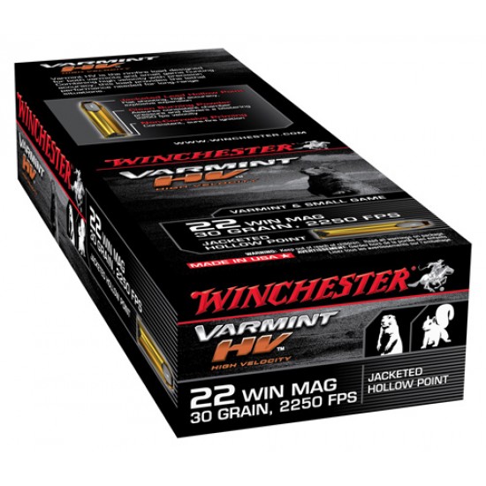 WINCHESTER AMMO SUPREME .22 WMR 2250FPS. 30GR. JHP 50-PACK