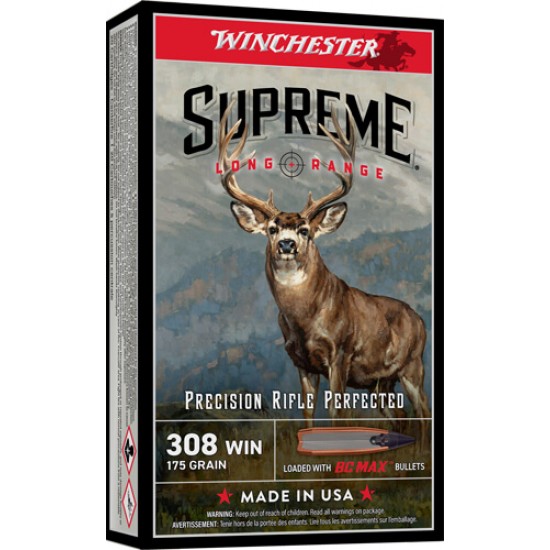WINCHESTER SUPREME LR 308 WIN 175GR BC MAX 20RD 10BX/CS