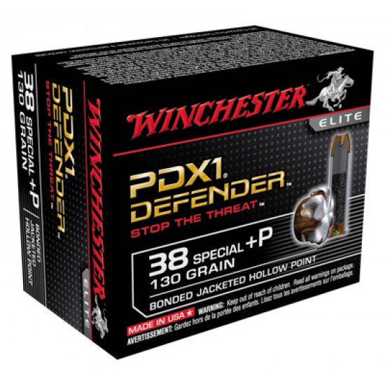 WINCHESTER AMMO SUPREME ELITE .38SP+P 130GR. PDX1 DEFENDER 20-PACK