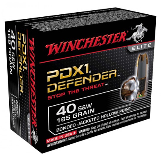 WINCHESTER AMMO SUPREME ELITE .40SW 165GR. PDX1 DEFENDER 20-PACK