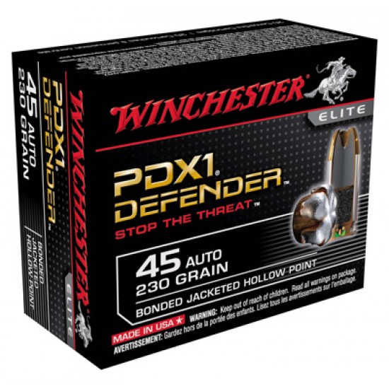 WINCHESTER AMMO SUPREME ELITE .45ACP 230GR. PDX1 DEFENDER HP 20-PK.